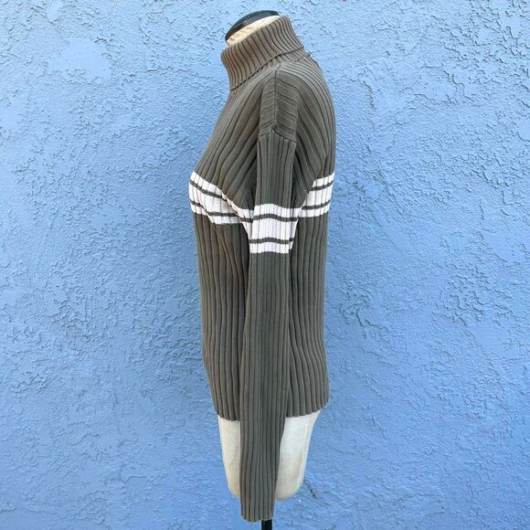 Y2k Ribbed Sweater Turtleneck Army Green Old Navy Size Medium grunge - Picture 4 of 7